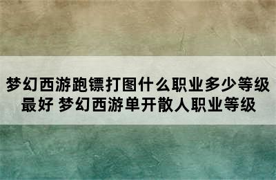 梦幻西游跑镖打图什么职业多少等级最好 梦幻西游单开散人职业等级